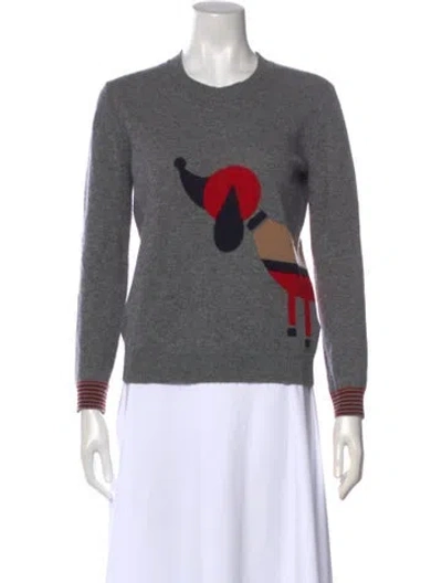 Pre-owned Burberry Wool Graphic Print Sweater In Gray