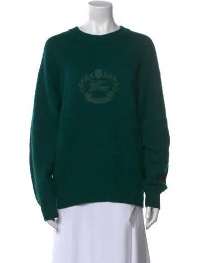 Pre-owned Burberry Wool Graphic Print Sweater In Green