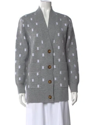 Pre-owned Burberry Wool Graphic Print Sweater In Grey