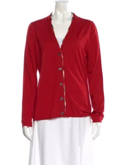 Pre-owned Burberry Wool Graphic Print Sweater In Red