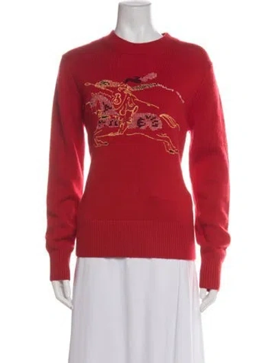 Pre-owned Burberry Wool Graphic Print Sweater In Red