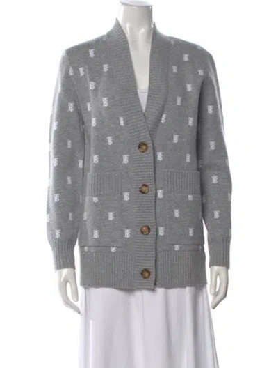 Pre-owned Burberry Wool Graphic Print Sweater W/ Tags In Gray