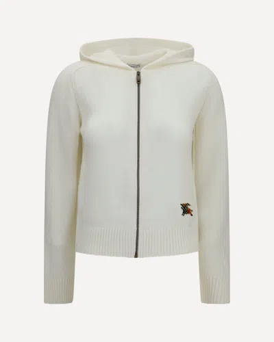 Burberry Wool Hooded Cardigan In White