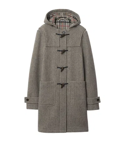 Burberry Wool Hooded Duffle Coat In Gray