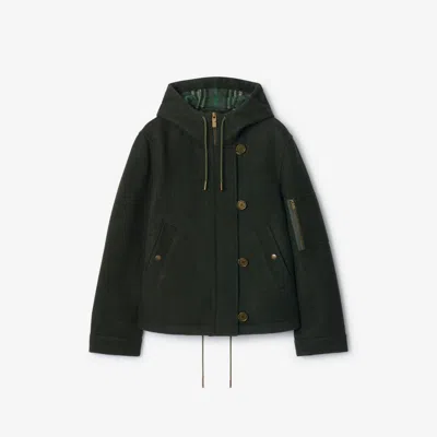 Burberry Wool Hooded Jacket In Black