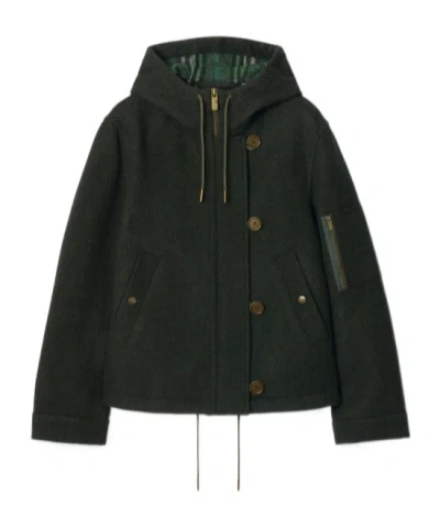 BURBERRY WOOL HOODED JACKET
