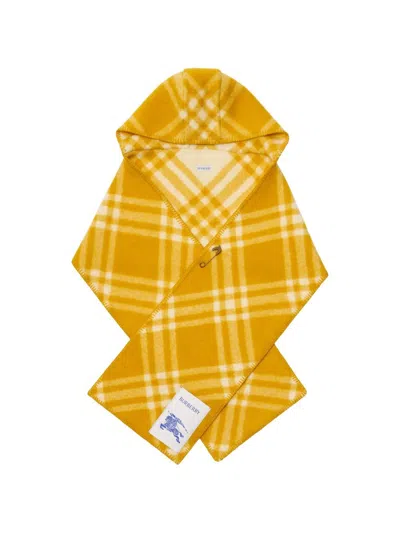 Burberry Wool Hooded Scarf In Yellow