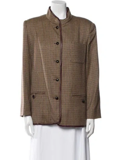 Pre-owned Burberry Wool Houndstooth Print Blazer In Brown