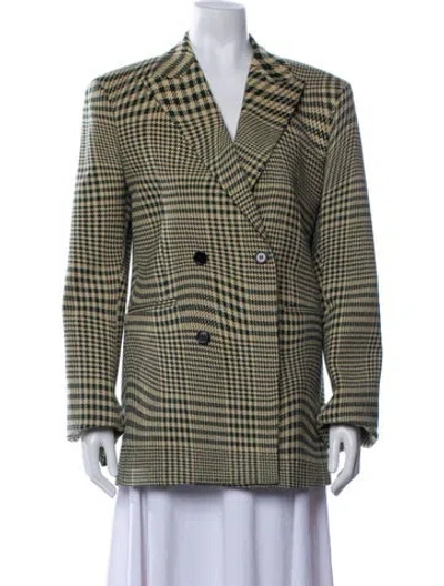 Pre-owned Burberry Wool Houndstooth Print Blazer In Yellow