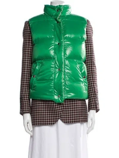 Pre-owned Burberry Wool Houndstooth Print Puffer Vest In Red