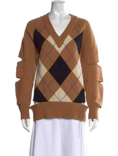 Pre-owned Burberry Wool Houndstooth Print Sweater In Brown