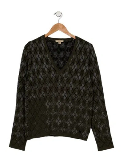 Pre-owned Burberry Wool Houndstooth Print Sweater In Gray