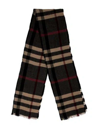 Pre-owned Burberry Wool House Check Pattern Scarf In Grey