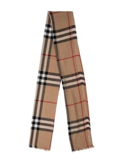 Pre-owned Burberry Wool House Check Pattern Scarf In Neutral