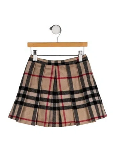 Pre-owned Burberry Babies' Wool House Check Pattern Skirt In Neutral