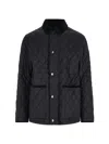 Burberry Diamond Quilted Jacket With Corduroy Collar In Gray