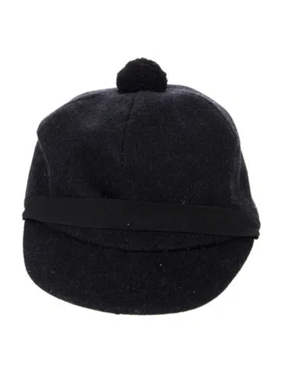 Pre-owned Burberry Wool Jockey Cap In Black/blue