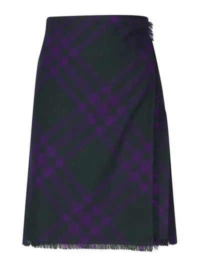 Burberry Asymmetrical High-waisted Silk Skirt With Plaid Pattern In Royalipcheck