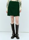 Burberry Pleated Fringed-edge Mini Skirt In Green