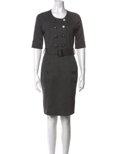 Pre-owned Burberry Wool Knee-length Dress In Gray