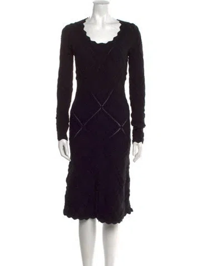 Pre-owned Burberry Wool Knee-length Dress W/ Tags In Black