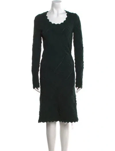 Pre-owned Burberry Wool Knee-length Dress W/ Tags In Green