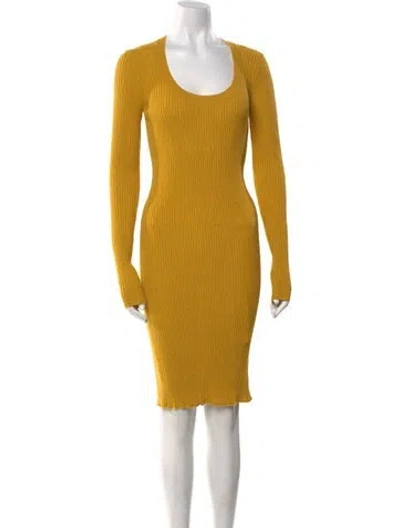 Pre-owned Burberry Wool Knee-length Dress W/ Tags In Yellow