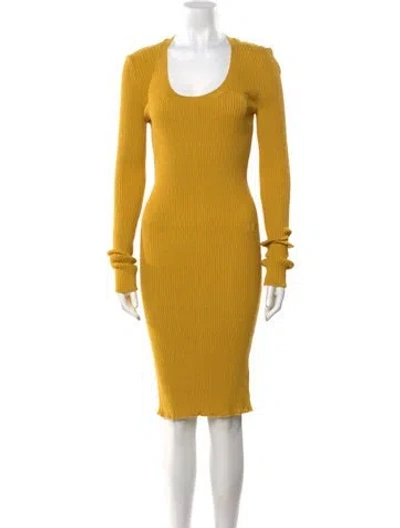 Pre-owned Burberry Wool Knee-length Dress W/ Tags In Yellow