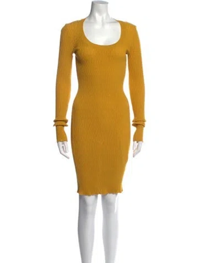 Pre-owned Burberry Wool Knee-length Dress In Yellow