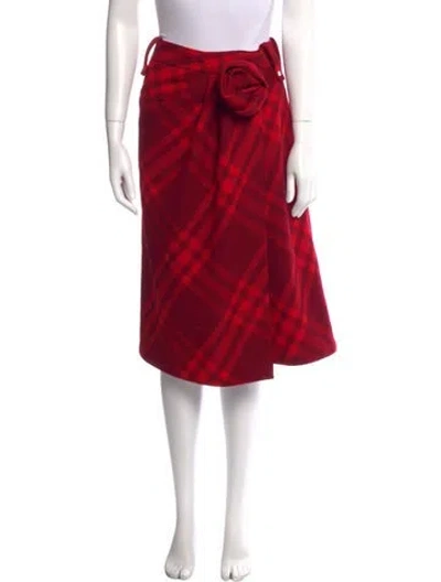 Pre-owned Burberry Wool Knee-length Skirt In Red