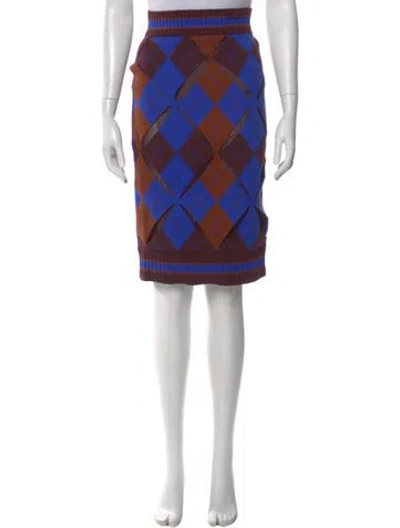 Pre-owned Burberry Wool Knee-length Skirt W/ Tags In Blue