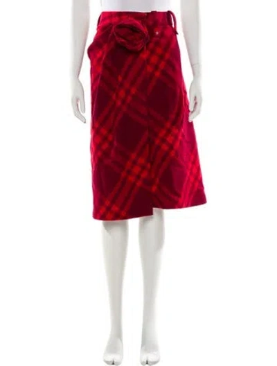 Pre-owned Burberry Wool Knee-length Skirt W/ Tags In Red