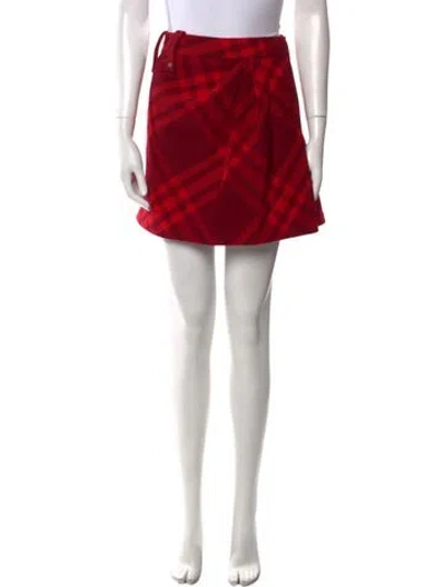 Pre-owned Burberry Wool Knee-length Skirt W/ Tags In Red
