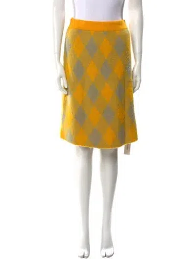 Pre-owned Burberry Wool Knee-length Skirt W/ Tags In Yellow
