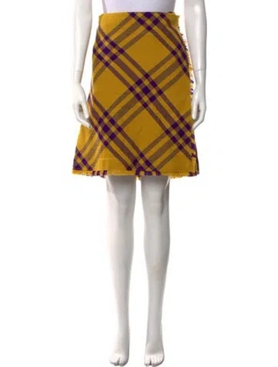 Pre-owned Burberry Wool Knee-length Skirt W/ Tags In Yellow