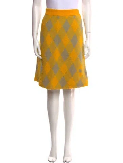 Pre-owned Burberry Wool Knee-length Skirt W/ Tags In Yellow