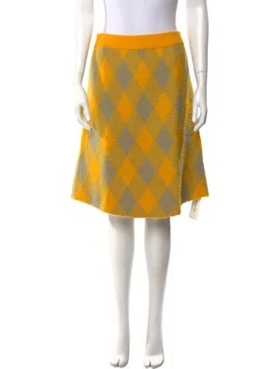 Pre-owned Burberry Wool Knee-length Skirt W/ Tags In Yellow