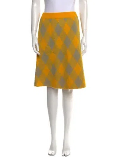 Pre-owned Burberry Wool Knee-length Skirt In Yellow