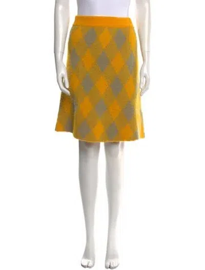 Pre-owned Burberry Wool Knee-length Skirt In Yellow