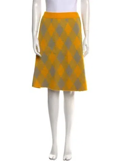 Pre-owned Burberry Wool Knee-length Skirt In Yellow