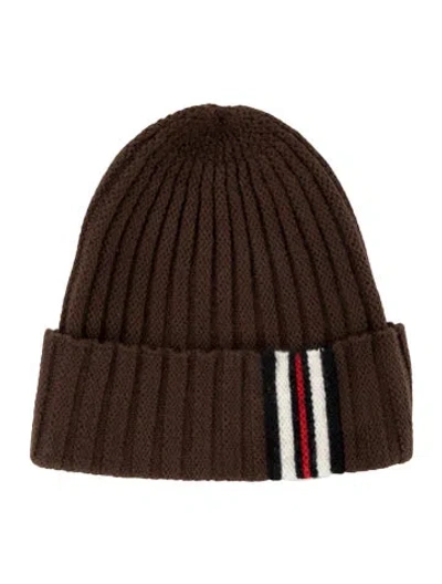 Pre-owned Burberry Wool Knit Beanie W/tags In Brown