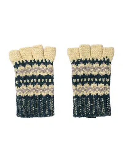 Pre-owned Burberry Wool Knit Gloves In Green