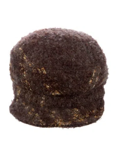 Pre-owned Burberry Wool Knit Newsboy Hat In Brown