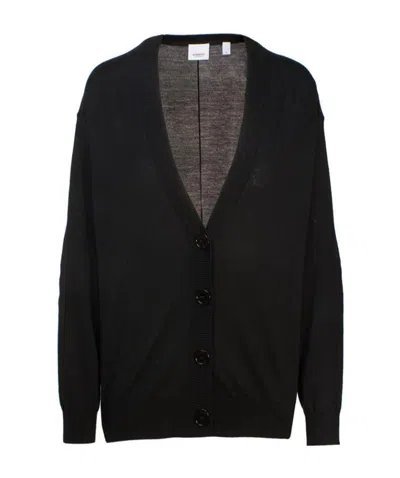 Burberry Wool Knitted Cardigan In Black