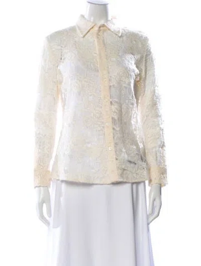 Pre-owned Burberry Wool Lace Pattern Blouse In Neutral