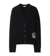 Burberry Check Label Wool Cardigan In Black