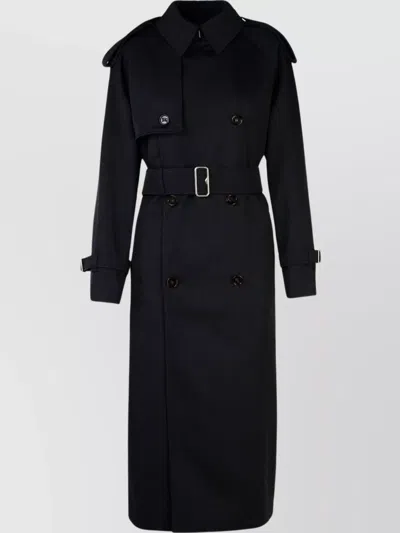 Burberry Wool Long Trench Coat In Grey