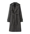 Burberry Wool Long Trench Coat In Grey
