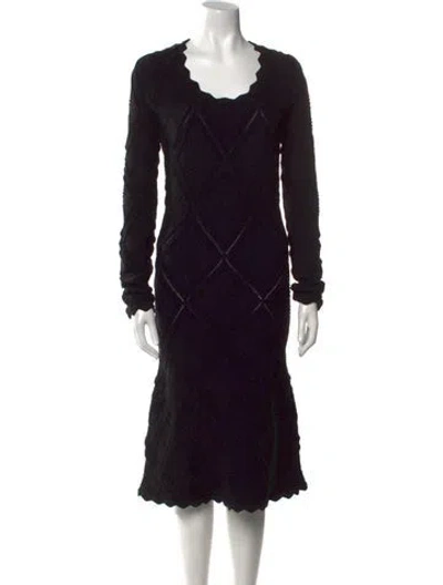 Pre-owned Burberry Wool Midi Length Dress In Black