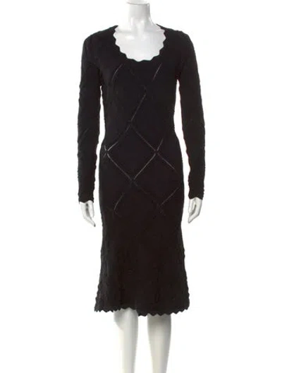 Pre-owned Burberry Wool Midi Length Dress In Black